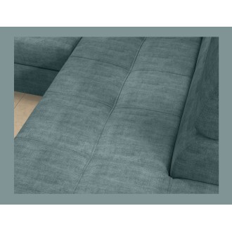 Canapé d’angle convertible PALAZZO 4 places vert bleu – angle droit avec coffre 