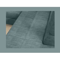 Canapé d’angle convertible PALAZZO 4 places vert bleu – angle droit avec coffre 