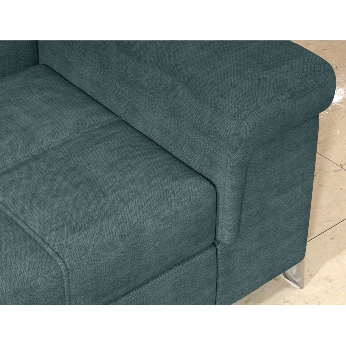 Canapé d’angle convertible PALAZZO 4 places vert bleu – angle droit avec coffre 