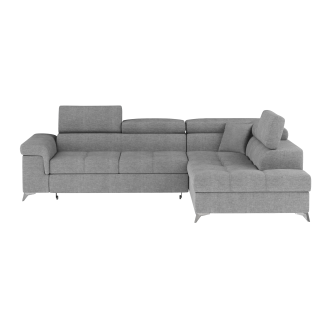 Canapé d’angle convertible PALAZZO 4 places gris clair – angle droit avec coffre 