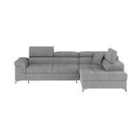 Canapé d’angle convertible PALAZZO 4 places gris clair – angle droit avec coffre 