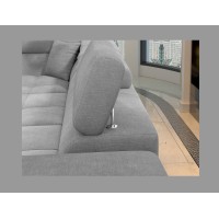 Canapé d’angle convertible PALAZZO 4 places gris clair – angle droit avec coffre 