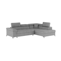 Canapé d’angle convertible PALAZZO 4 places gris clair – angle droit avec coffre 