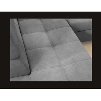 Canapé d’angle convertible PALAZZO 4 places gris clair – angle droit avec coffre 