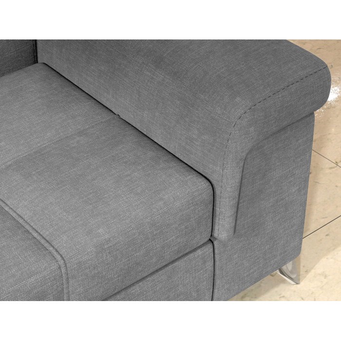 Canapé d’angle convertible PALAZZO 4 places gris clair – angle droit avec coffre 