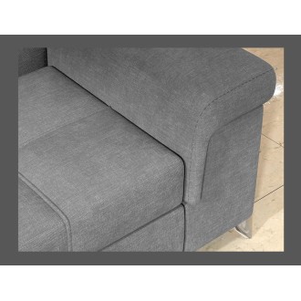 Canapé d’angle convertible PALAZZO 4 places gris clair – angle droit avec coffre 