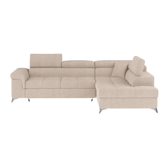 Canapé d’angle convertible PALAZZO 4 places beige – angle droit avec coffre 