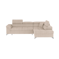 Canapé d’angle convertible PALAZZO 4 places beige – angle droit avec coffre 