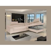 Canapé d’angle convertible PALAZZO 4 places beige – angle droit avec coffre 