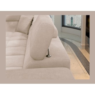 Canapé d’angle convertible PALAZZO 4 places beige – angle droit avec coffre 