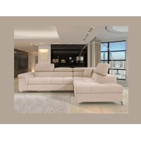 Canapé d’angle convertible PALAZZO 4 places beige – angle droit avec coffre 