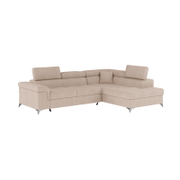 Canapé d’angle convertible PALAZZO 4 places beige – angle droit avec coffre 