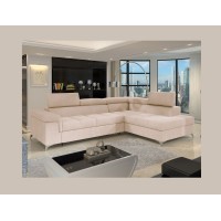 Canapé d’angle convertible PALAZZO 4 places beige – angle droit avec coffre 