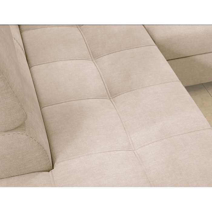 Canapé d’angle convertible PALAZZO 4 places beige – angle droit avec coffre 