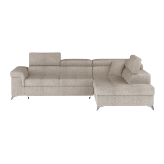 Canapé d’angle convertible PALAZZO 4 places beige – angle droit avec coffre 