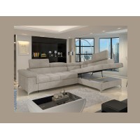 Canapé d’angle convertible PALAZZO 4 places beige – angle droit avec coffre 