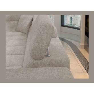 Canapé d’angle convertible PALAZZO 4 places beige – angle droit avec coffre 