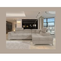 Canapé d’angle convertible PALAZZO 4 places beige – angle droit avec coffre 