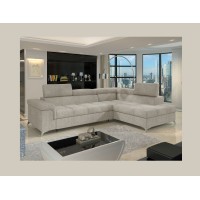 Canapé d’angle convertible PALAZZO 4 places beige – angle droit avec coffre 