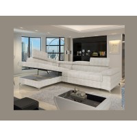 Canapé d’angle convertible PALAZZO 4 places beige – angle gauche avec coffre 