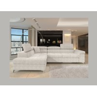 Canapé d’angle convertible PALAZZO 4 places beige – angle gauche avec coffre 