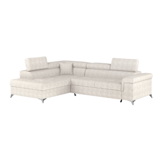 Canapé d’angle convertible PALAZZO 4 places beige – angle gauche avec coffre 