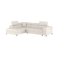 Canapé d’angle convertible PALAZZO 4 places beige – angle gauche avec coffre 