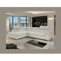 Canapé d’angle convertible PALAZZO 4 places beige – angle gauche avec coffre 