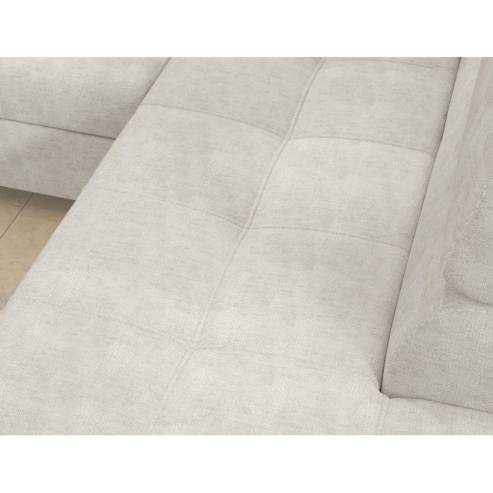 Canapé d’angle convertible PALAZZO 4 places beige – angle gauche avec coffre 
