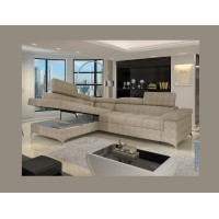 Canapé d’angle convertible PALAZZO 4 places beige – angle gauche avec coffre 