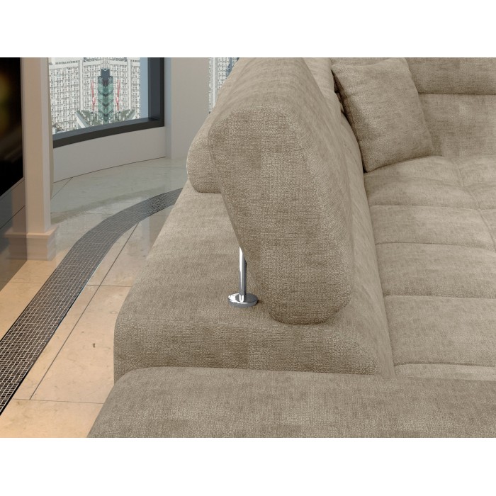 Canapé d’angle convertible PALAZZO 4 places beige – angle gauche avec coffre 