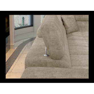 Canapé d’angle convertible PALAZZO 4 places beige – angle gauche avec coffre 