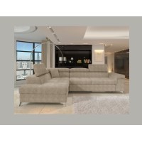 Canapé d’angle convertible PALAZZO 4 places beige – angle gauche avec coffre 