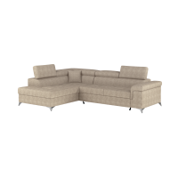 Canapé d’angle convertible PALAZZO 4 places beige – angle gauche avec coffre 
