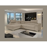 Canapé d’angle convertible PALAZZO 4 places beige – angle gauche avec coffre 
