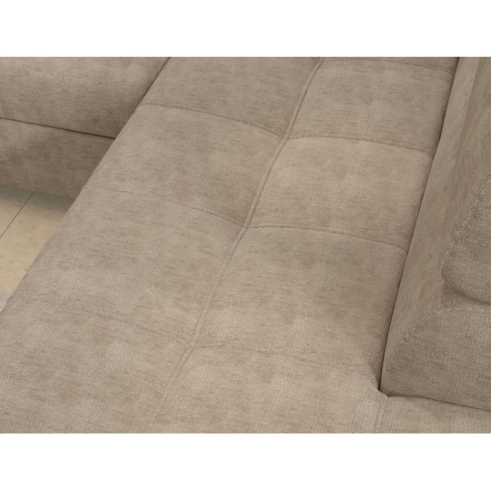 Canapé d’angle convertible PALAZZO 4 places beige – angle gauche avec coffre 