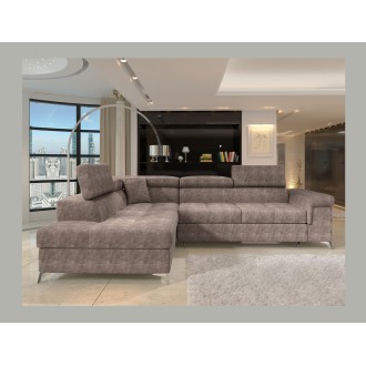 Canapé d’angle convertible PALAZZO 4 places marron – angle gauche avec coffre 