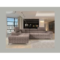 Canapé d’angle convertible PALAZZO 4 places marron – angle gauche avec coffre 