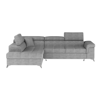 Canapé d’angle convertible PALAZZO 4 places gris – angle gauche avec coffre 