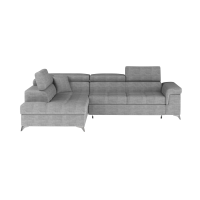 Canapé d’angle convertible PALAZZO 4 places gris – angle gauche avec coffre 
