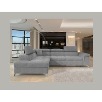 Canapé d’angle convertible PALAZZO 4 places gris – angle gauche avec coffre 