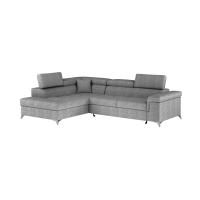 Canapé d’angle convertible PALAZZO 4 places gris – angle gauche avec coffre 