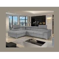Canapé d’angle convertible PALAZZO 4 places gris – angle gauche avec coffre 