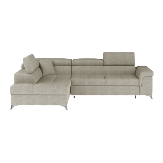 Canapé d’angle convertible PALAZZO 4 places beige – angle gauche avec coffre 