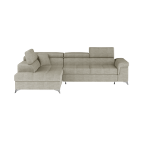 Canapé d’angle convertible PALAZZO 4 places beige – angle gauche avec coffre 