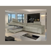 Canapé d’angle convertible PALAZZO 4 places beige – angle gauche avec coffre 