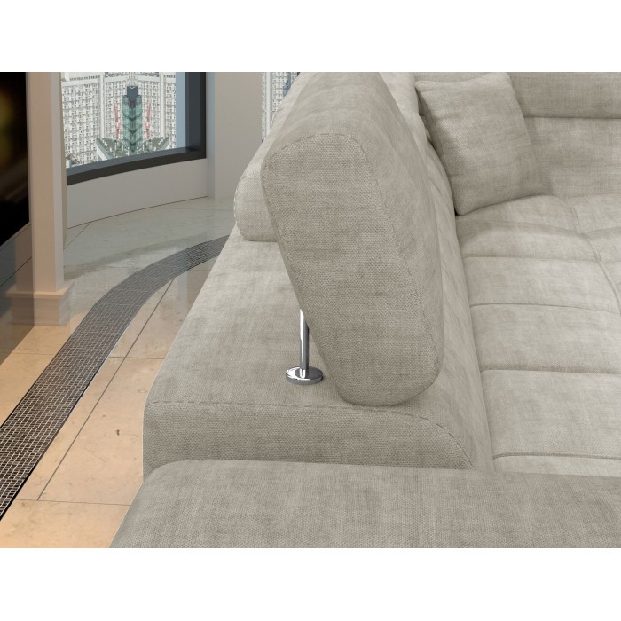 Canapé d’angle convertible PALAZZO 4 places beige – angle gauche avec coffre 