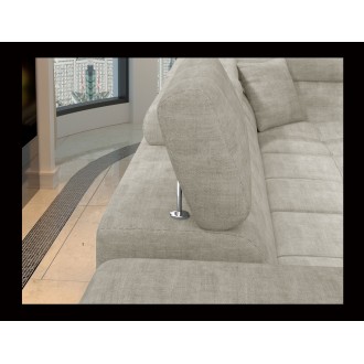 Canapé d’angle convertible PALAZZO 4 places beige – angle gauche avec coffre 