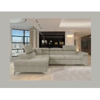 Canapé d’angle convertible PALAZZO 4 places beige – angle gauche avec coffre 