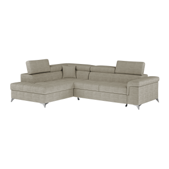Canapé d’angle convertible PALAZZO 4 places beige – angle gauche avec coffre 